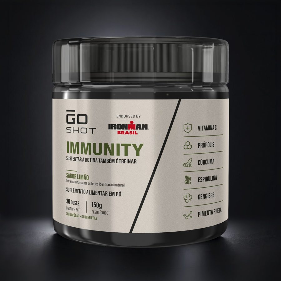 Pote de GŌ SHOT Immunity, suplemento alimentar em pó sabor limão, 150 g